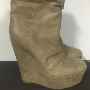 Tan Wedge Booties. Size 8, never worn.